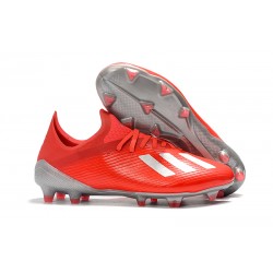 Chaussure de football à crampon adidas X 19.1 FG Rouge Argent