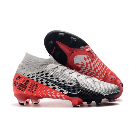 Nike Neymar Mercurial Superfly 7 Elite FG - Chromé Noir Rouge Platine