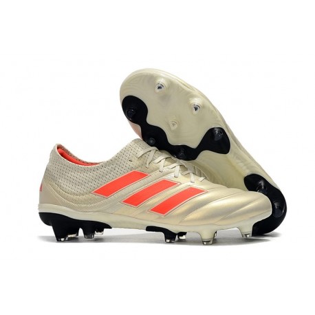 Chaussures Football adidas Copa 19.1 FG Blanc Cassé Rouge Solaire