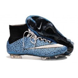 Chaussure Crampons Moulés Nike Mercurial Superfly Iv FG CR7 Safari Bleu Blanc