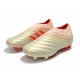adidas Copa 19+ FG Crampons de Foot - Blanc Cassé Rouge Solaire