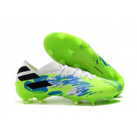 Crampon Nouvelles adidas Nemeziz 19.1 FG - Vert Bleu Noir