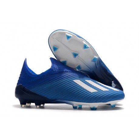 Crampons de Foot Nouvelles adidas X 19+ FG - Bleu Blanc