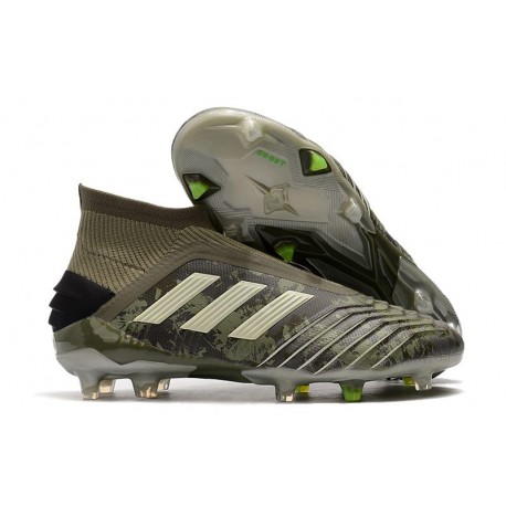 Chaussure de Foot adidas Predator 19+ FG -Héritage Vert/ Sable/Jaune solaire