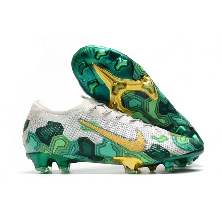 Mbappe Nike Mercurial Vapor XIII Elite FG Crampons Gris Or Vert